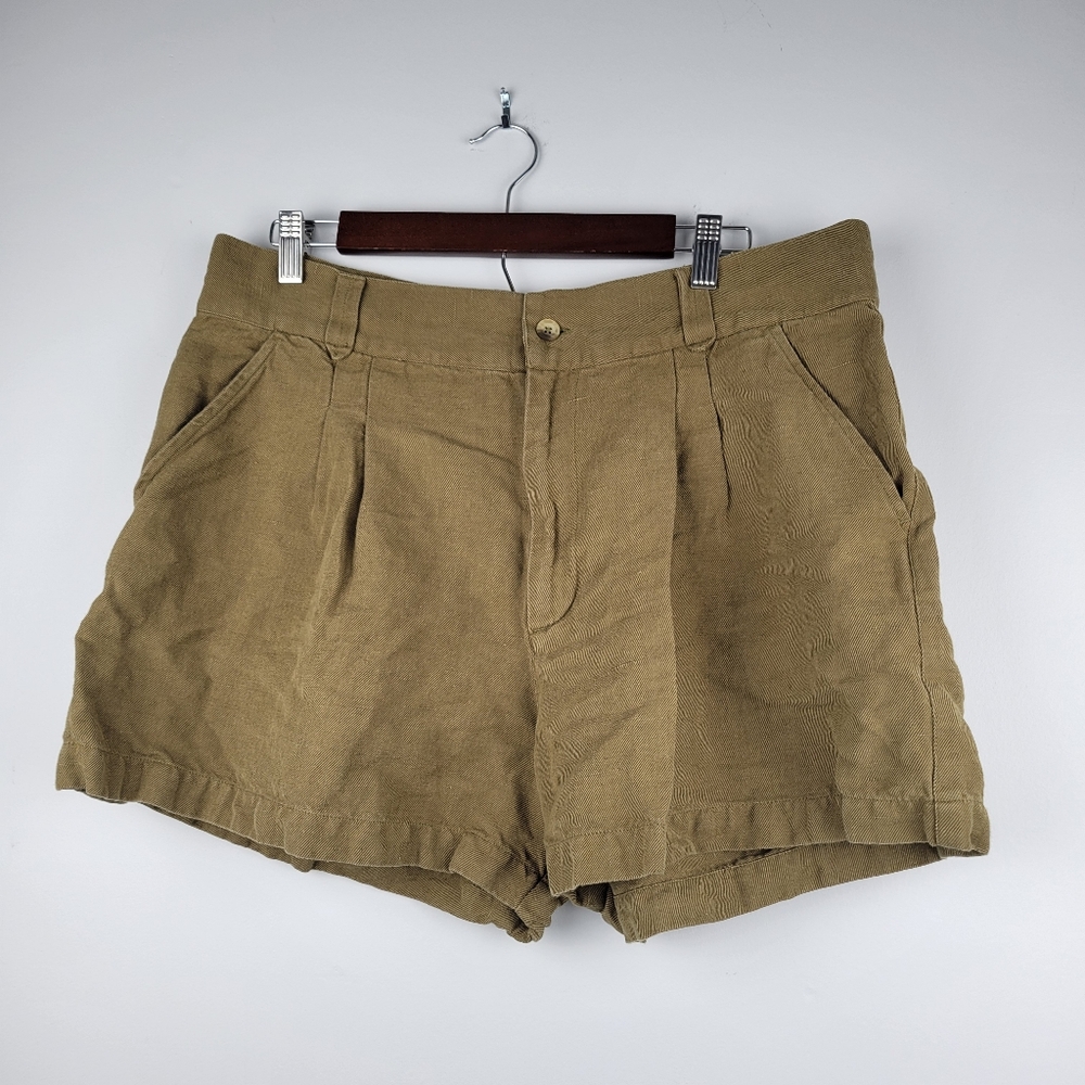 ABLE Olive Green Women's Linen/Cotton High Rise‎ Shorts Size 10